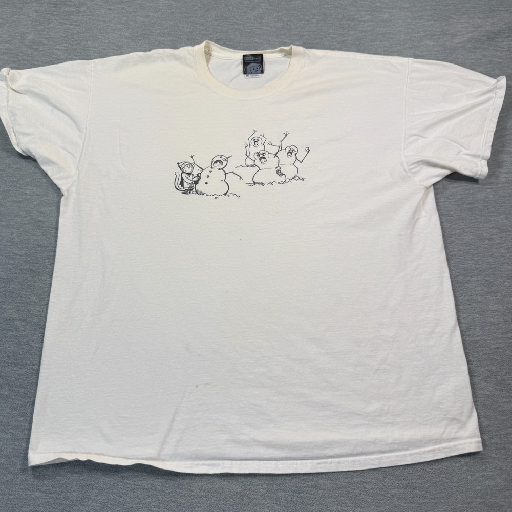 Think Geek Shirt Men XXL White Crew Neck Snowmen Graphic Winter‎ Holiday Cotton